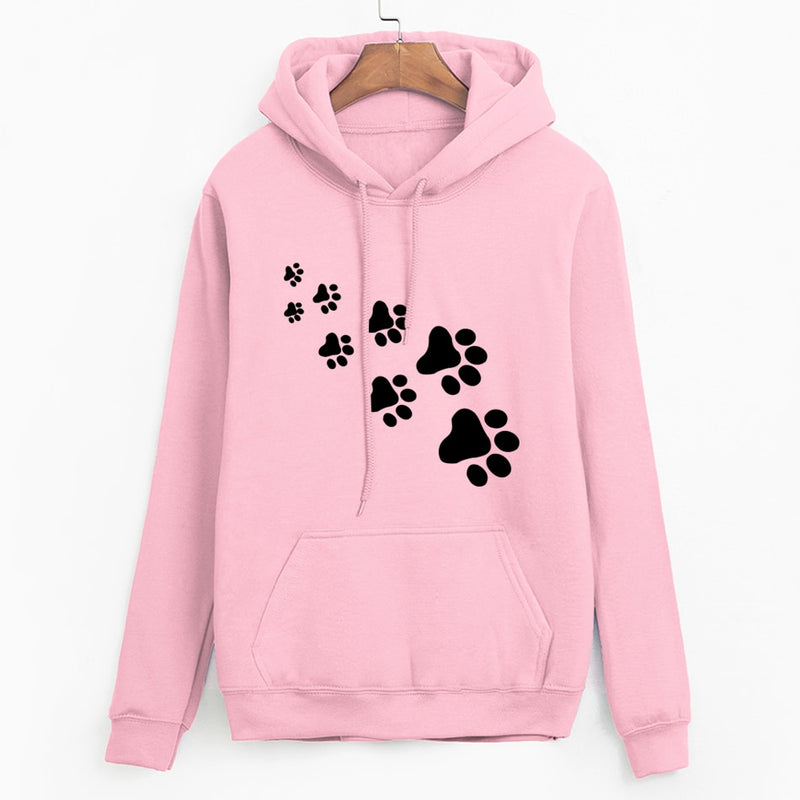Casual kawaii cat paws print hoodies