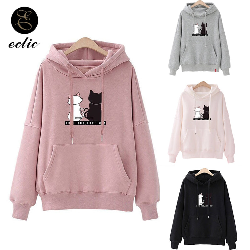 Cat Kawaii Poleron Mujer Pocket Hoodie