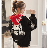 Print Letter Long Sleeve Hoodies