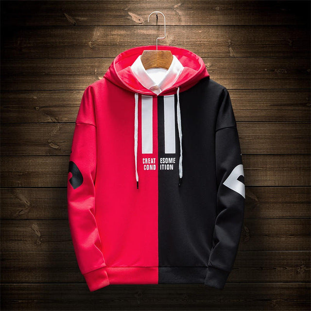 Patchwork Casual Sweatshirt Male Hoodie